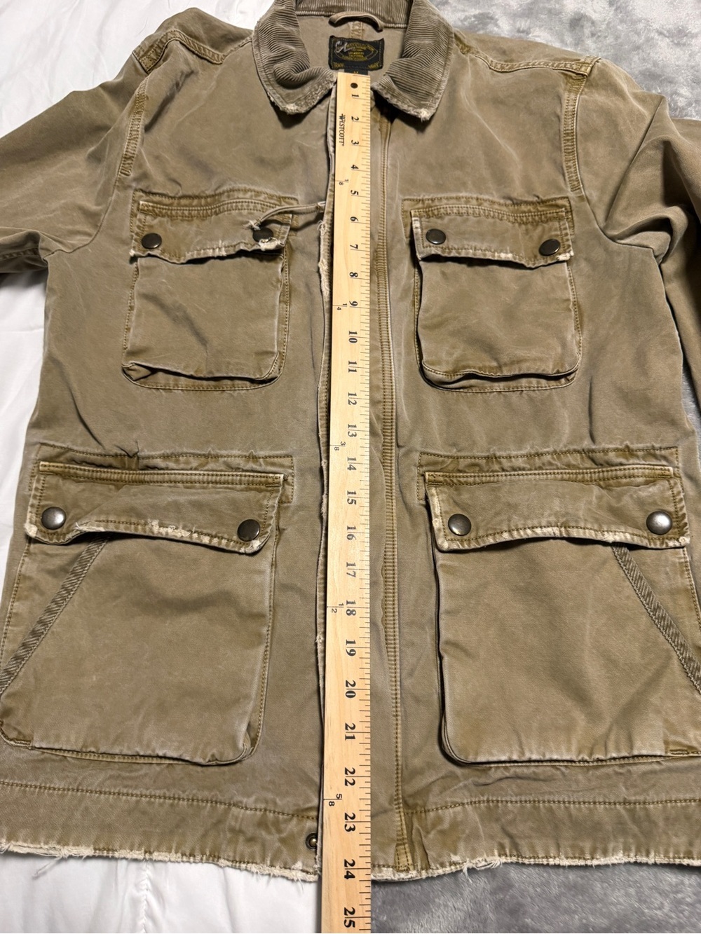 Lucky Brand Utility Grunge Workwear StreetwearKhaki Distressed Field Jacket SzM - Picture 10 of 11